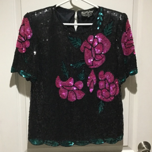 Vintage Sequin Flower Blouse - Picture 7 of 7
