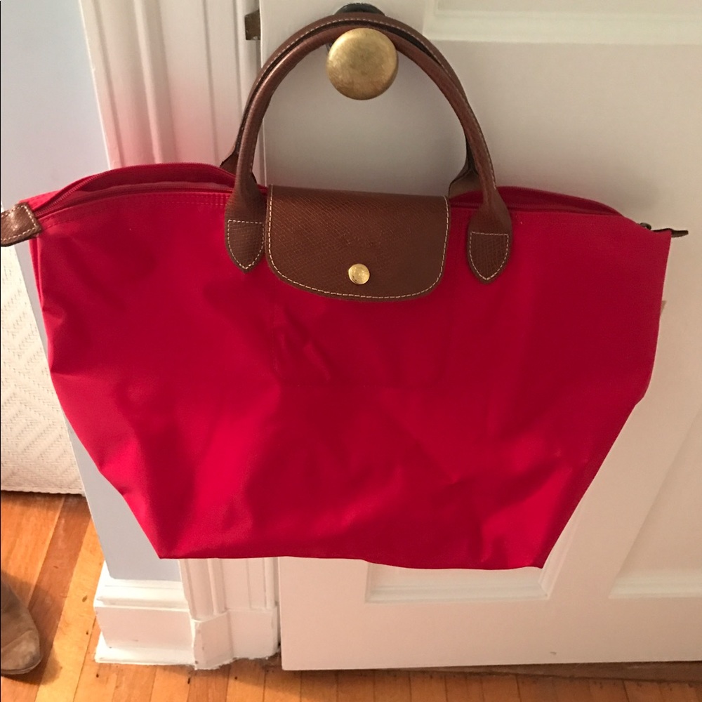 Red Longchamp tote bag