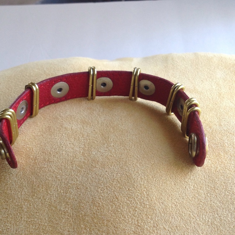 Rebecca Minkoff Red Leather cuff bracelet - Picture 5 of 6