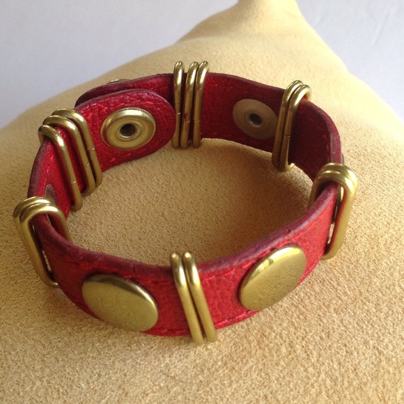 Rebecca Minkoff Red Leather cuff bracelet - Picture 2 of 6
