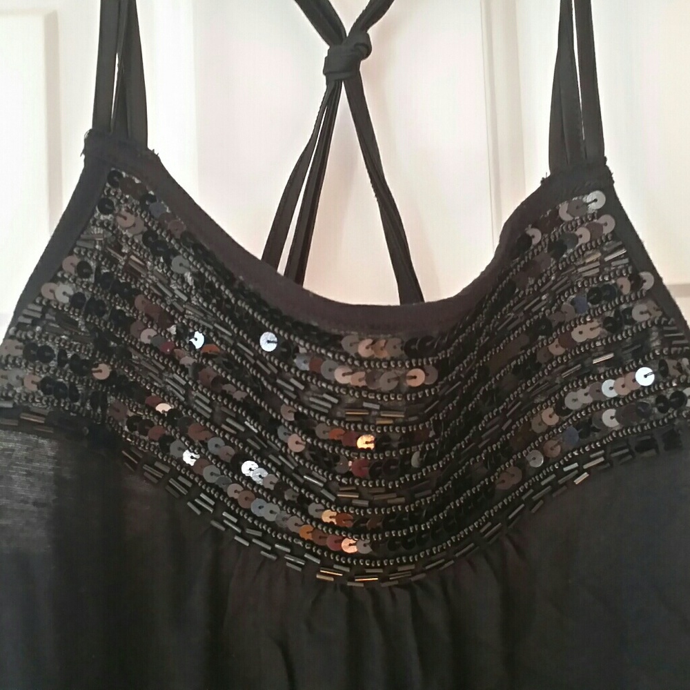 EXPRESS black embellished neckline  top