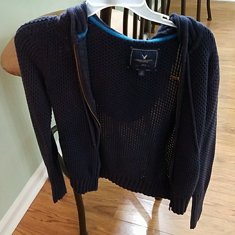 Women's zipper up navy sweater