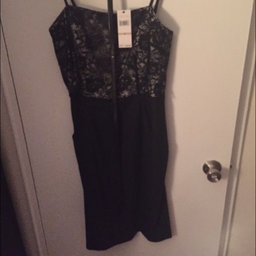 Simple black dress with lace top