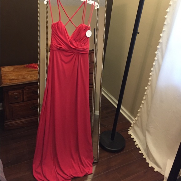 Amsale jersey bridesmaid dress g675J in poppy - Picture 8 of 8
