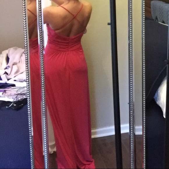 Amsale jersey bridesmaid dress g675J in poppy - Picture 7 of 8