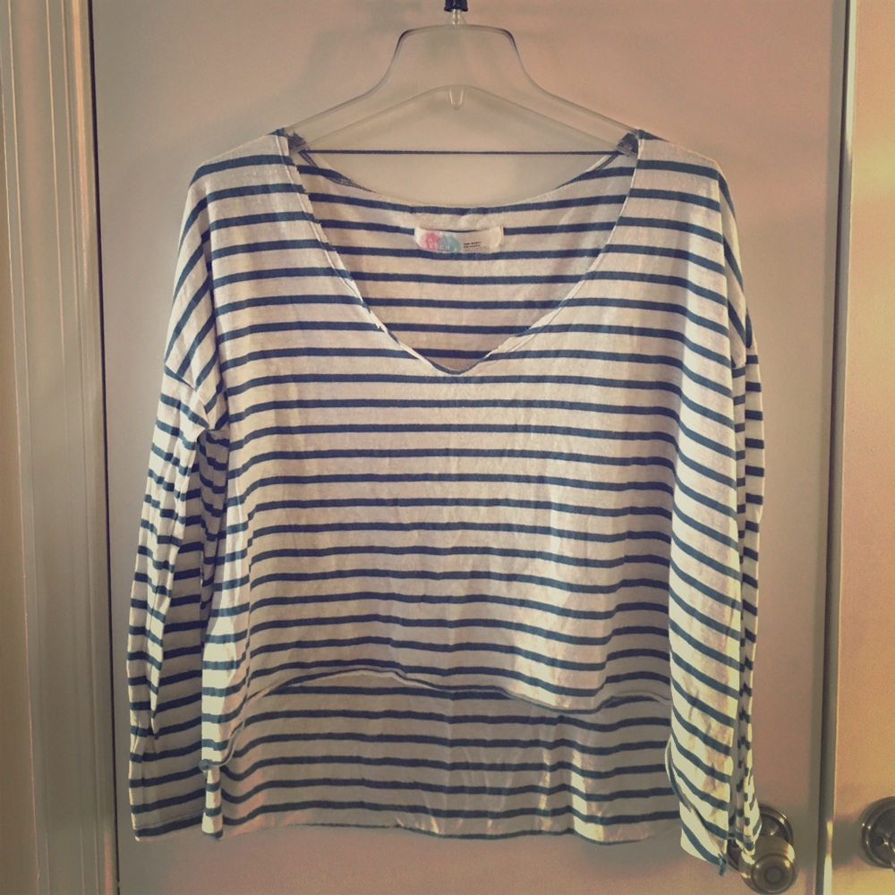 Free People Striped High Low Top