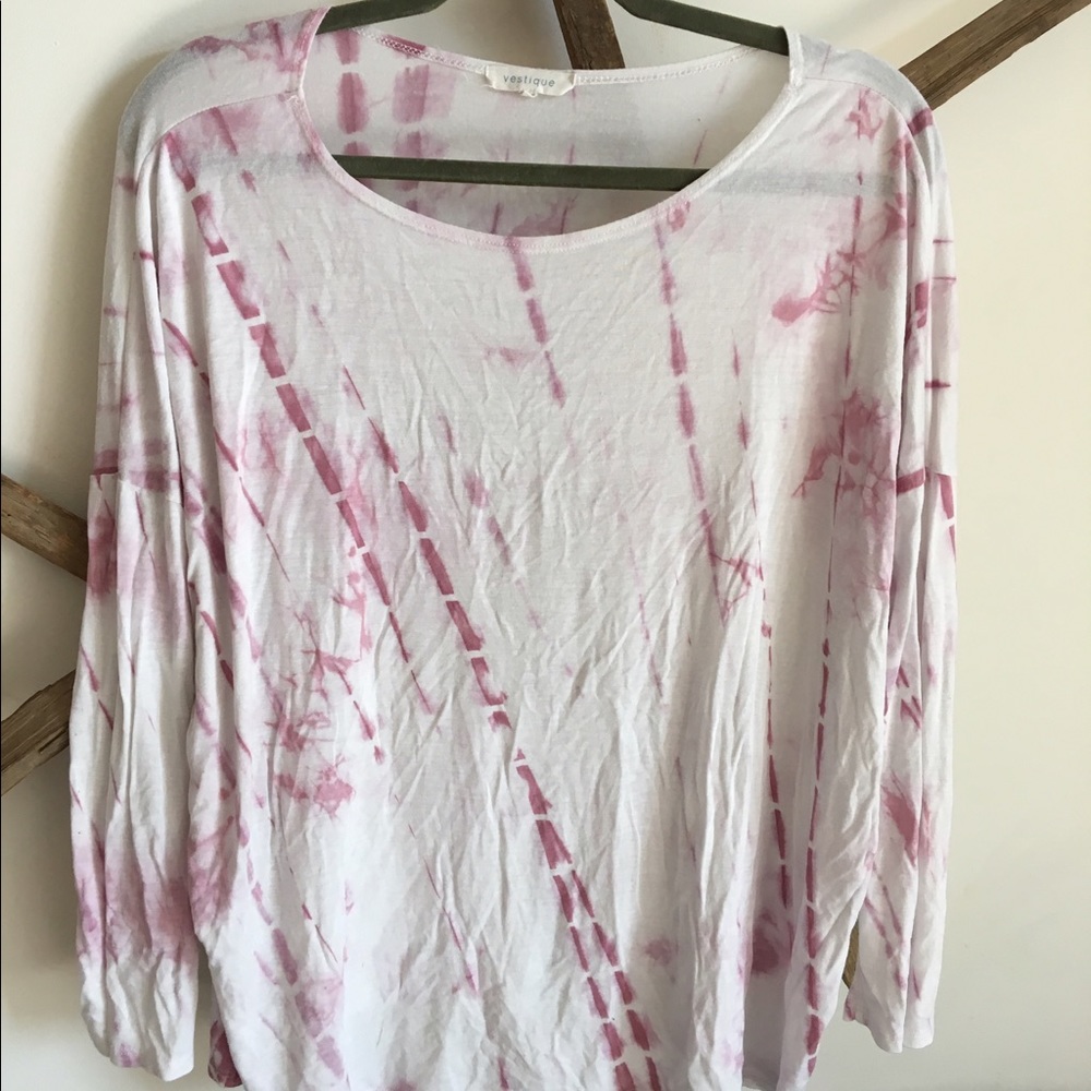 Pink and white Tye dye patterned top