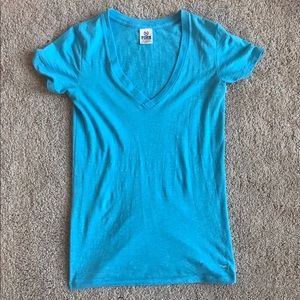 Blue V-neck shirt