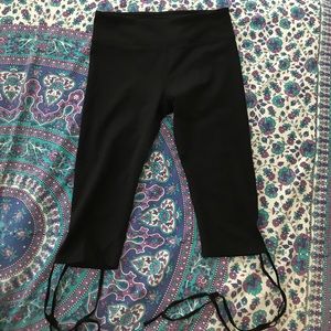 Black Capri Leggings with Criss-Cross ties