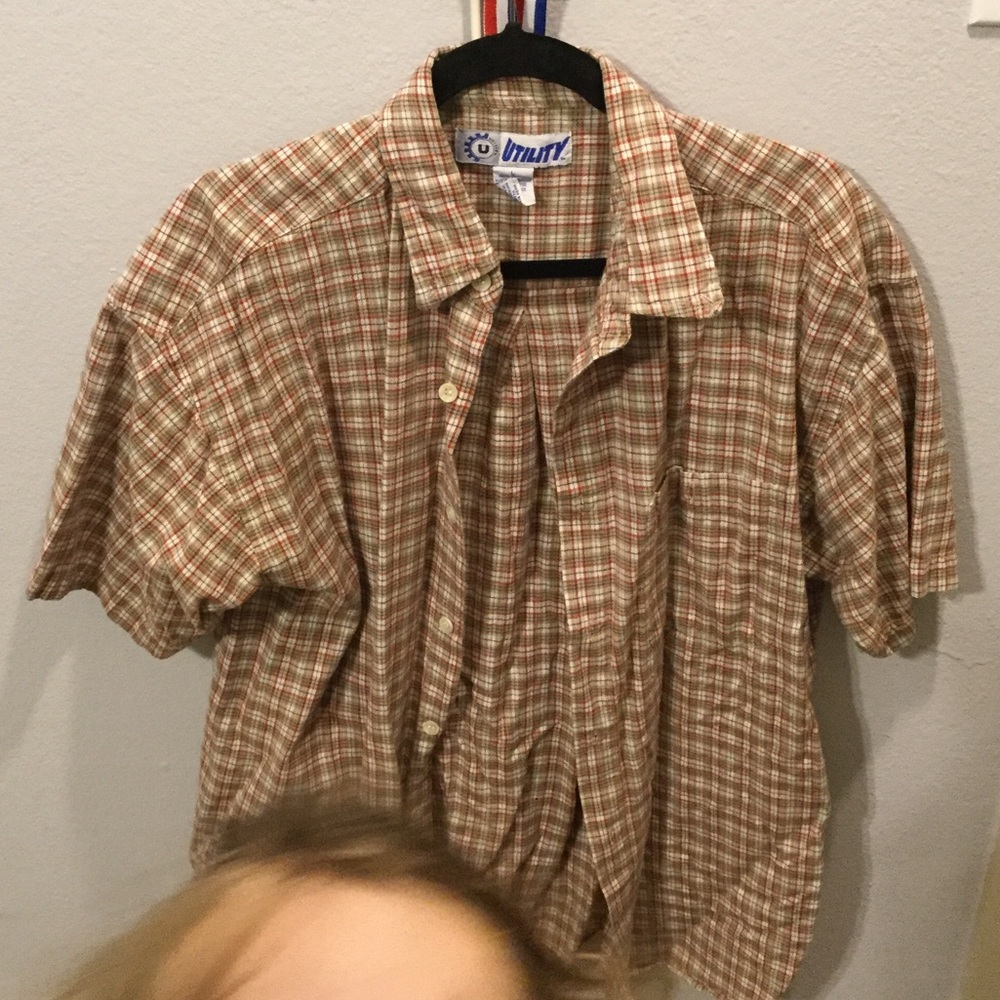 Men's plaid works short sleeve shirt