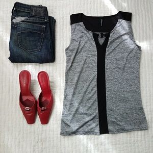 Black/Grey Tank w/ Black Jewel Detail