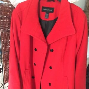 Hot red pea coat from Ashley Stewart