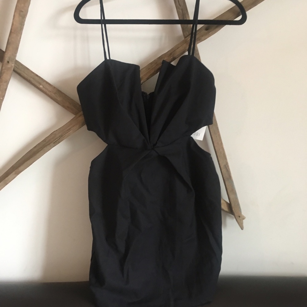 Structured back cocktail dress with cutouts