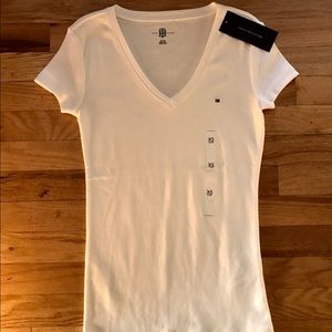 White Tommy Hilfiger V-Neck T-shirt NWT