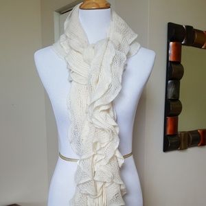 Super soft cream colored ruffle scarf