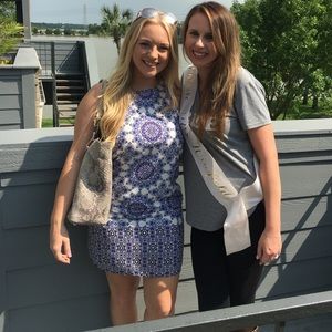 Boutique blue, navy and white shift dress