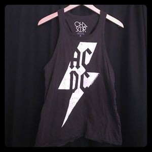 CHASER brand AC/DC racerback tank! Charcoal grey