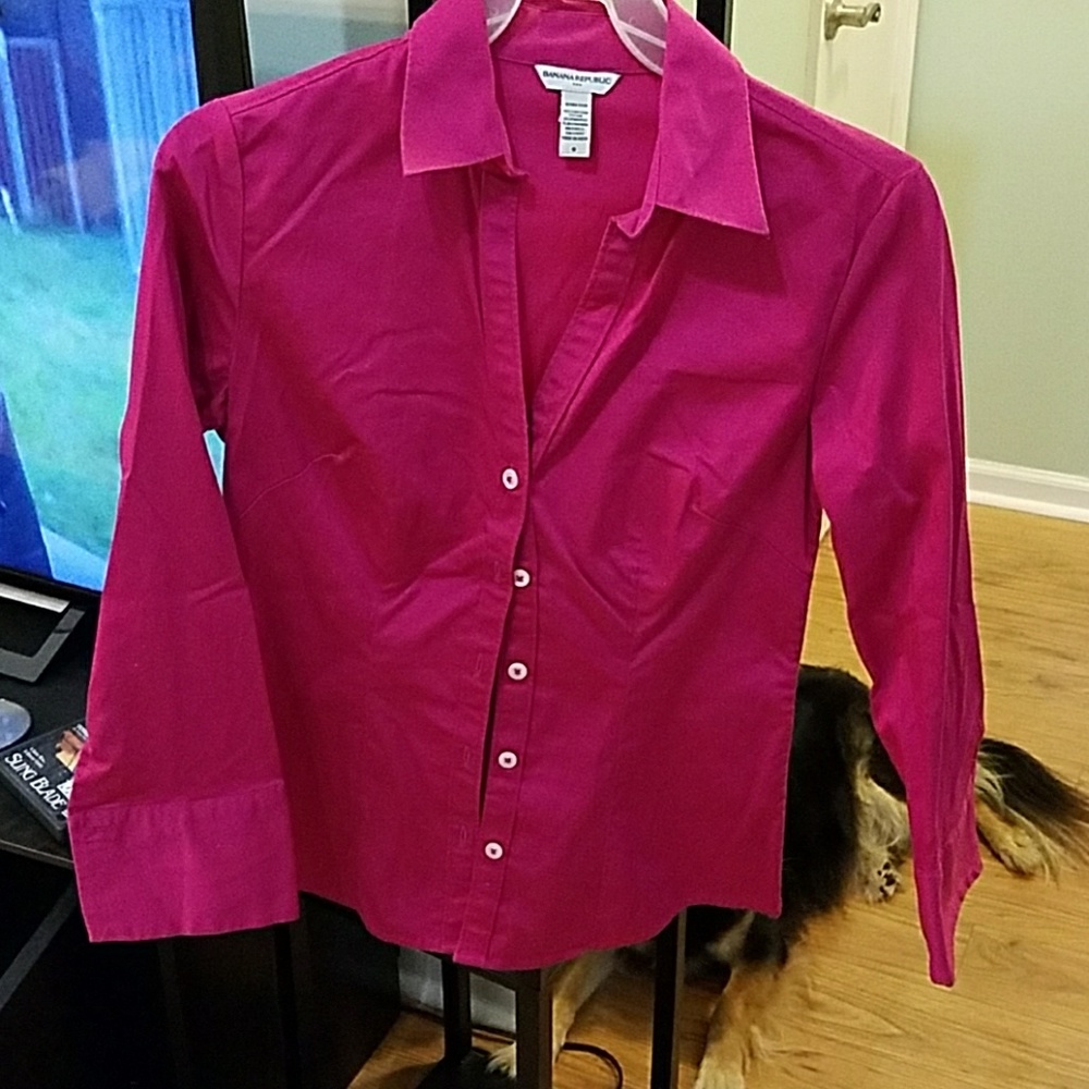 Women's pink button up blouse by banana republic