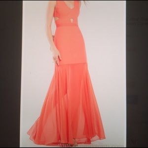 BCBGMaxazria cutout sheer coral gown. Worn once.