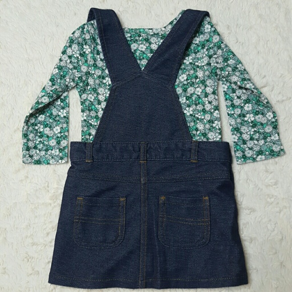 2 pc. Long sleeved onesie w/denim coverall dress! - Picture 4 of 5