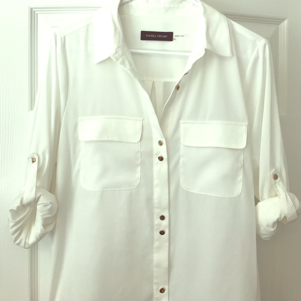 New Ivanka Trump White Button-down Blouse