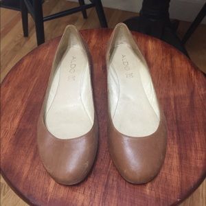 Aldo Brown Leather Ballerina Flats