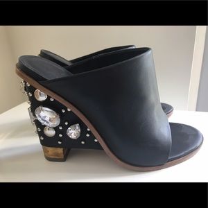Tibi Britt crystal encrusted wedge mule