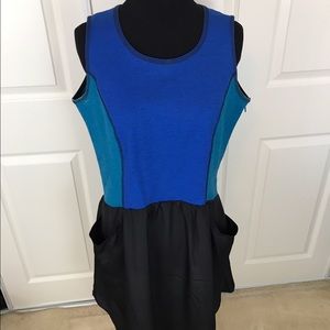 2 toned blue and black dress