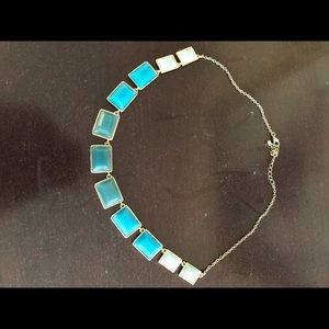 Blue squares statement necklace