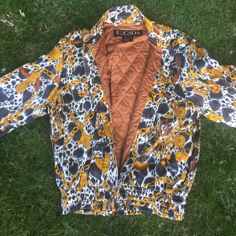 VTG Escada Silk Jacket Incredible! Puppy  Motif