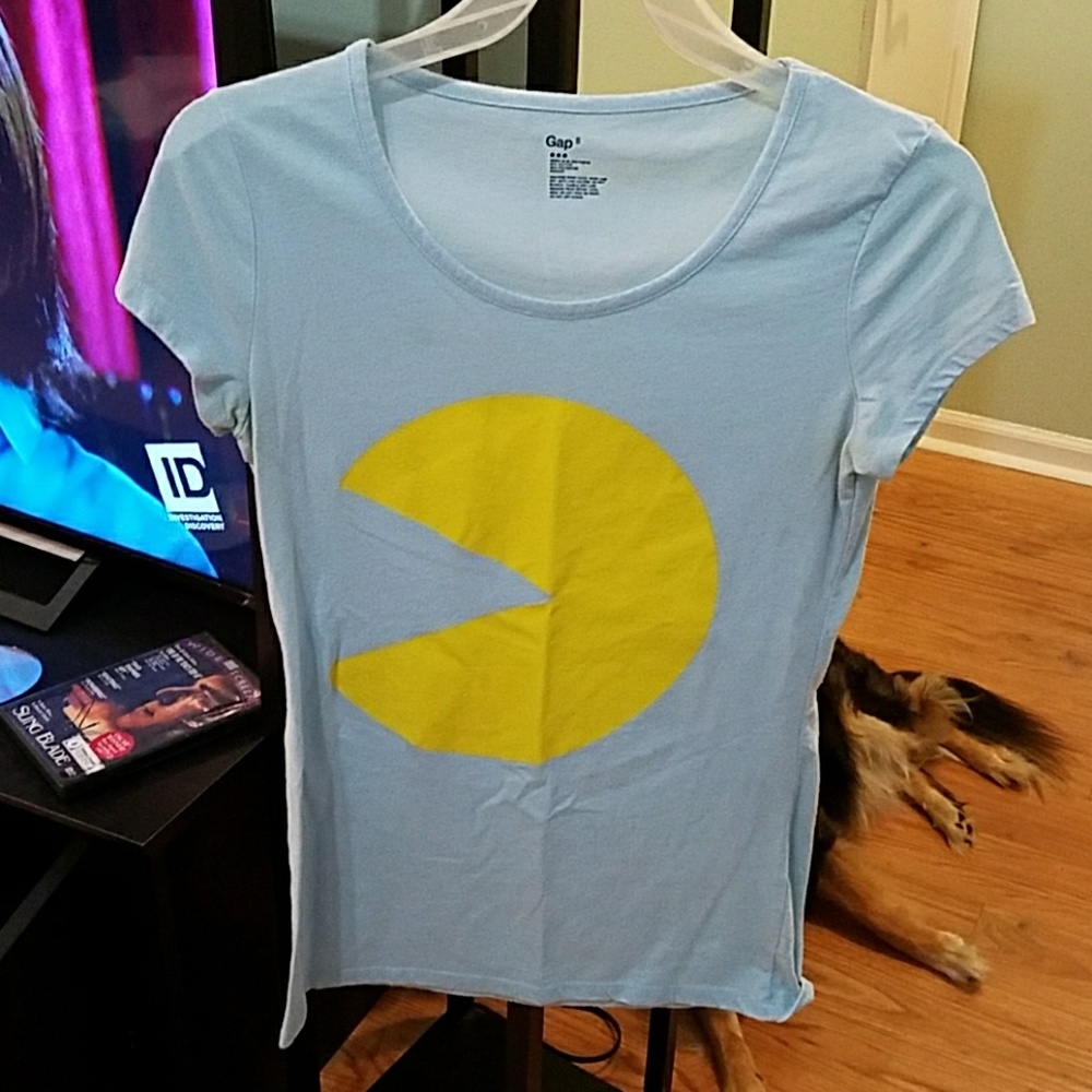 Blue Pac man women's t shirt