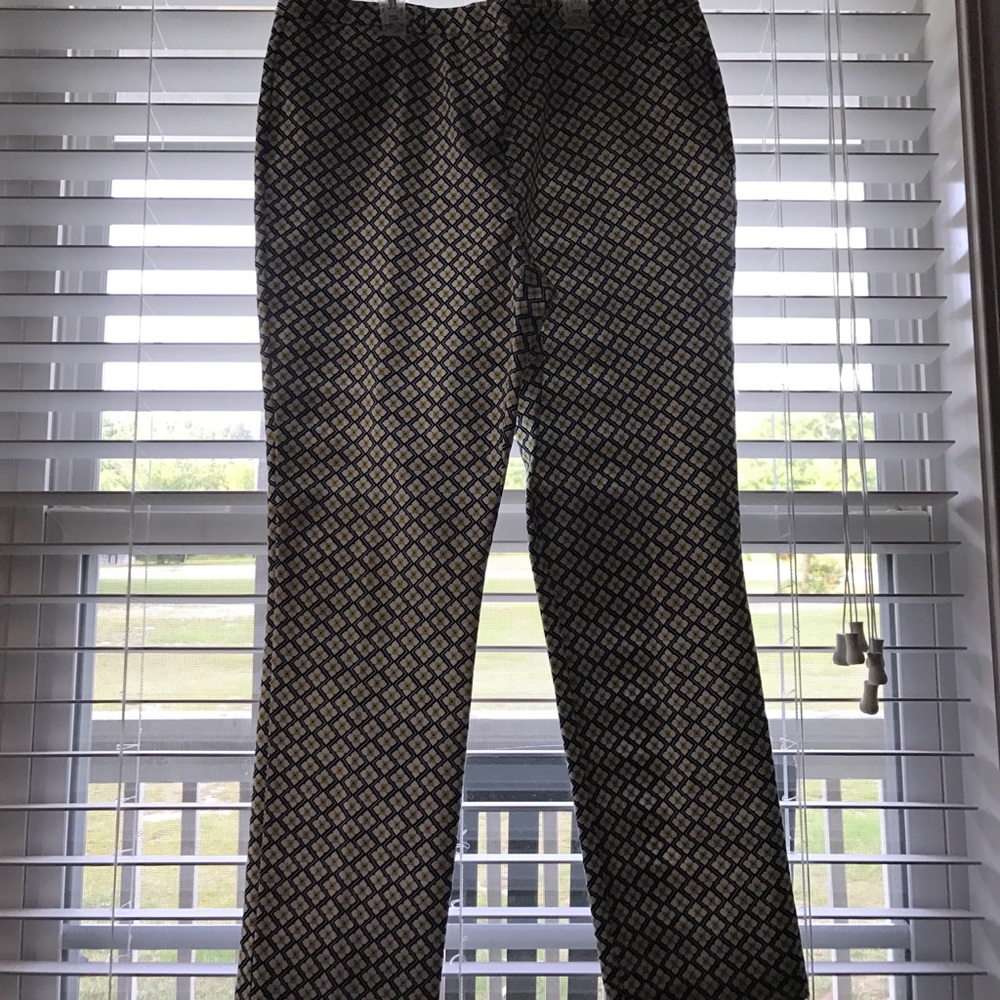 Pants with white, green and black