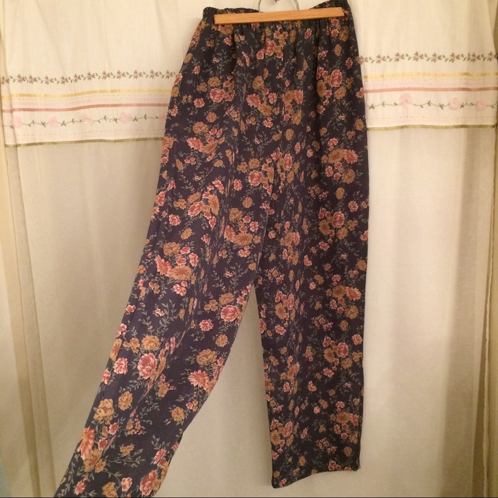 Vintage Floral Semi-sheer Palazzo Pants