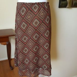 Knee length multi-colored patterned skirt