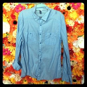 Men's Blue oxford 100% cotton shirt