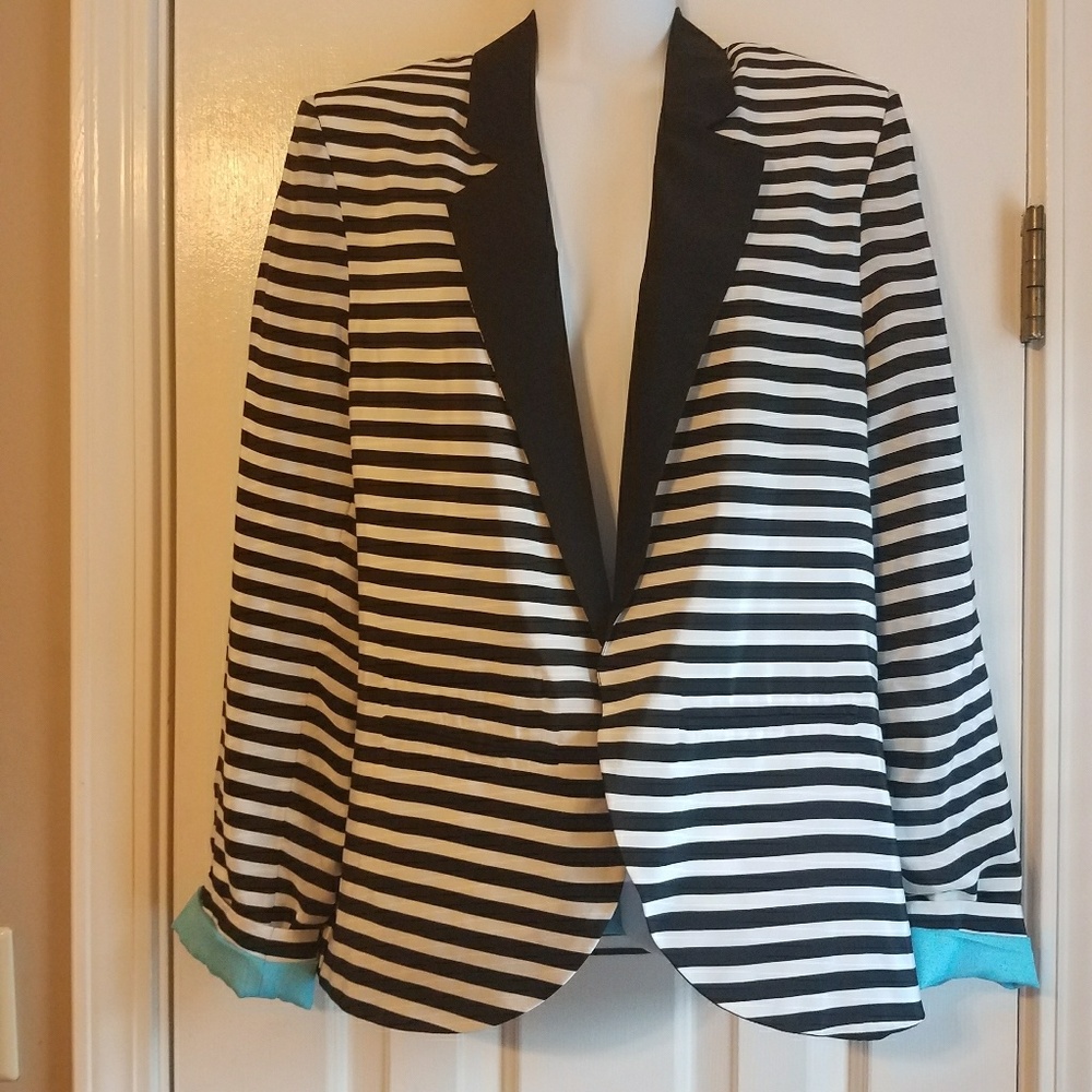 NWT Black and white striped blazer