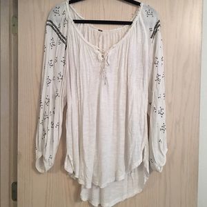 Free People Sequin-Sleeve Blouse