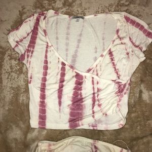 Matching tie dye crop top and asymmetrical skirt