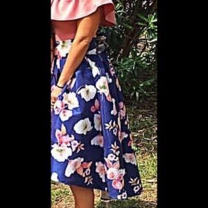 High low small waist flower skirt