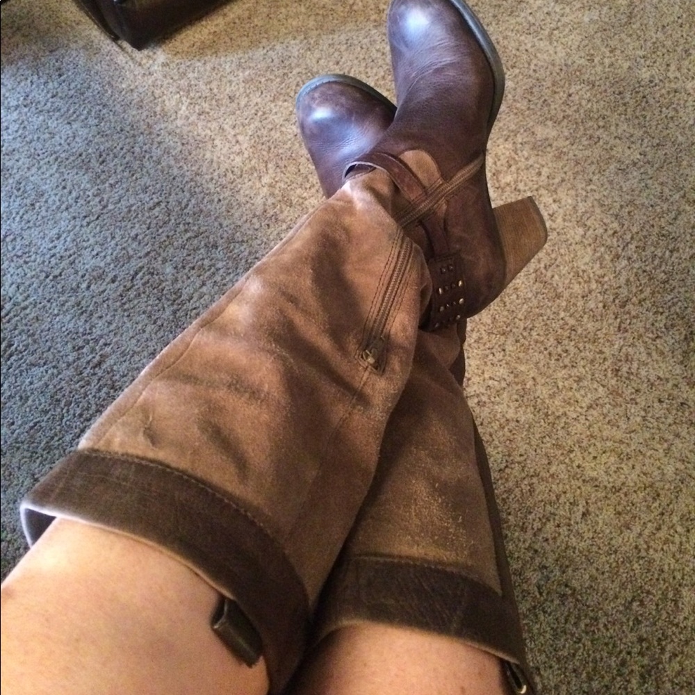 Naturalizer Leather/Suede Knee High Boots Wide Calf