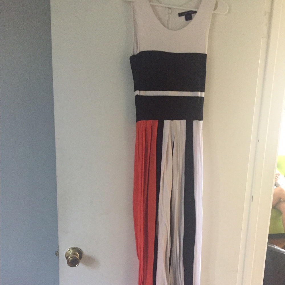 French connection white navy and orange maxi dress