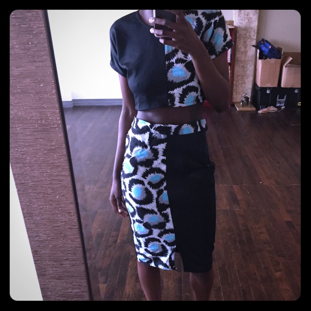 African two piece crop top and skirt