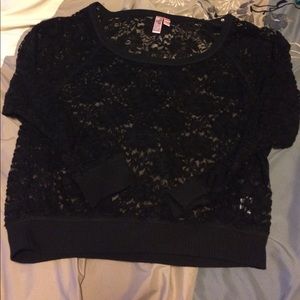 Long sleeved black lace shirt