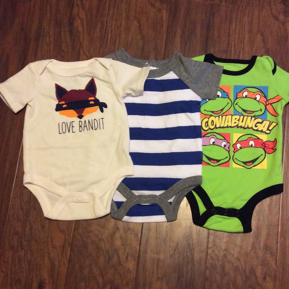 3-pc Newborn Onesies--TMNT, Love Bandit, Etc.