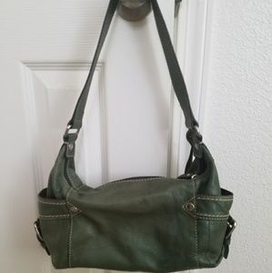 Small Fossil green leather handbag