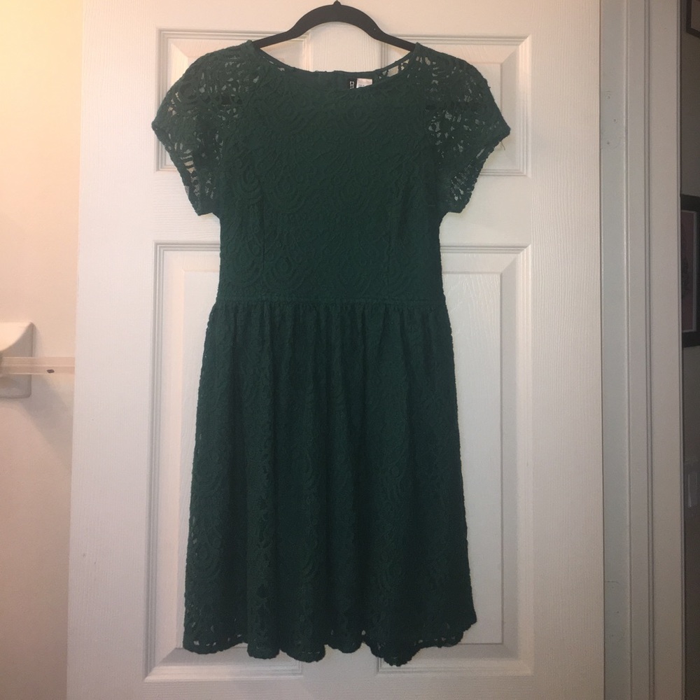 Emerald green lace dress