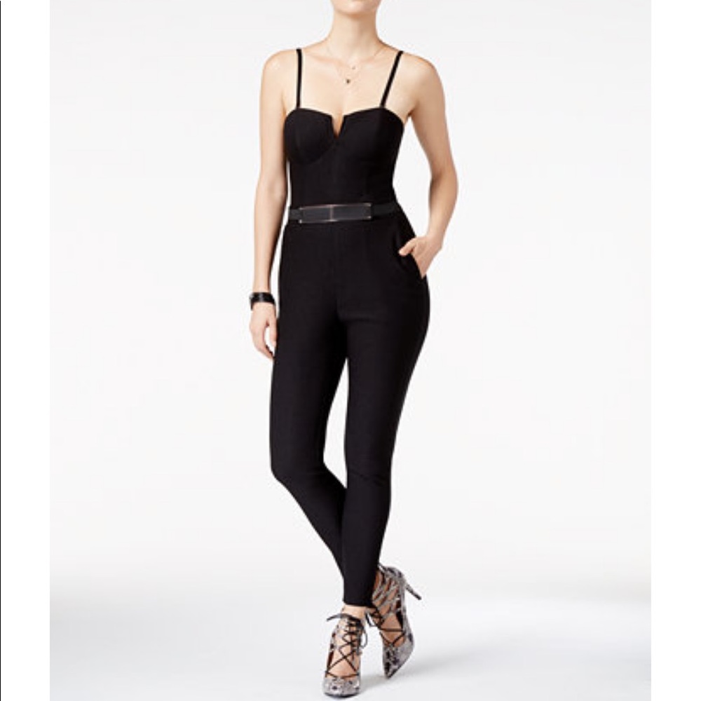 Gold Belted Bustier Jumpsuit