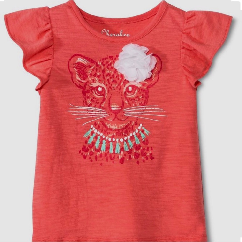 Flutter Sleeve Leopard Tee Fresh Melon - 4T