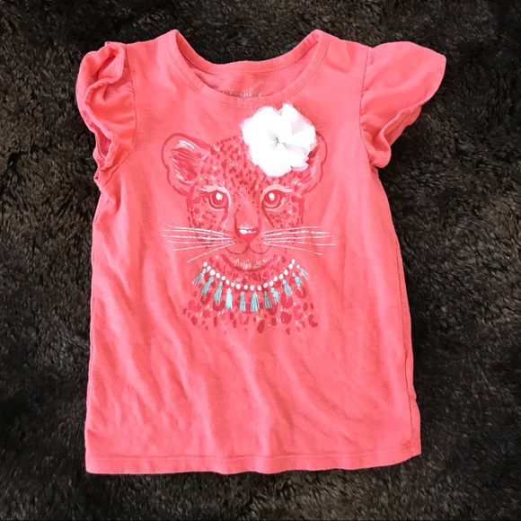 Flutter Sleeve Leopard Tee Fresh Melon - 4T - Picture 5 of 6