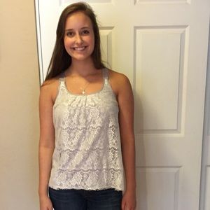 Forever 21 silver lacy top, in EUC